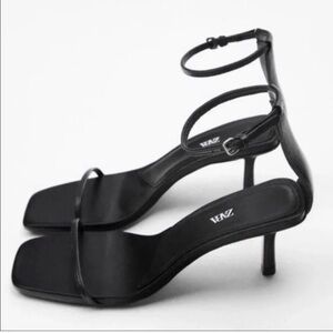 ZARA leather kitten heel sandals